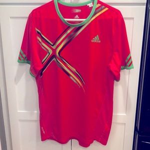 Adidas AdiZero Tennis Atlantic T-shirt Fresh Pink Green Climacool Men Size L